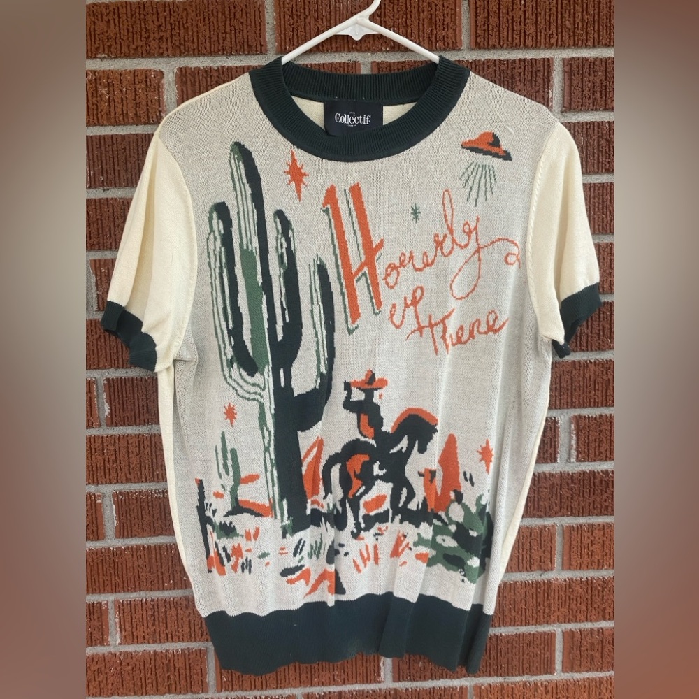 Collectif Western Cactus Graphic Sweater 1950’s Style